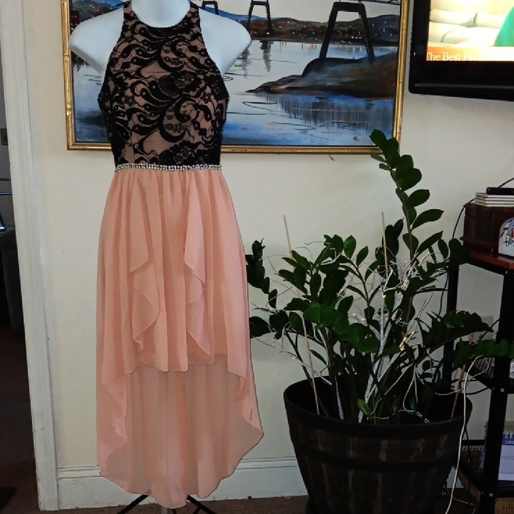 Jodi Kristopher Black and Pink Lace Mini Dress Size 1